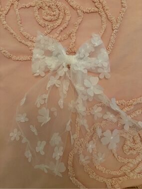 Target White Floral Tulle Bow Hair Clip